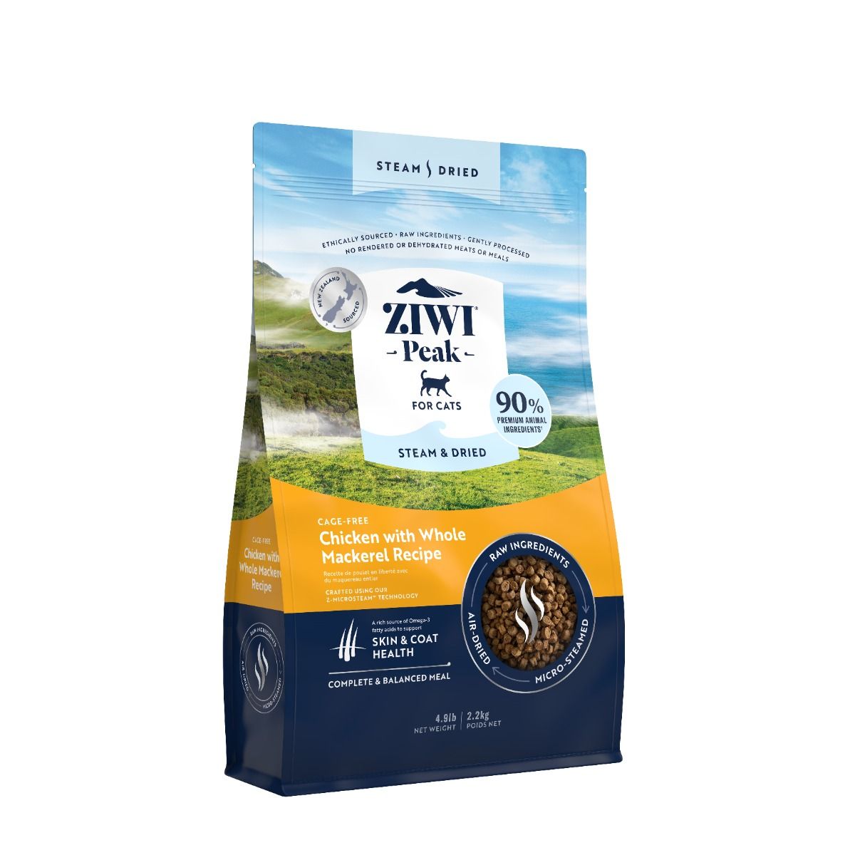 ZIWI Peak - Steam & Dried Cage-Free Chicken with Whole Mackerel Recipe - Dry Cat Food