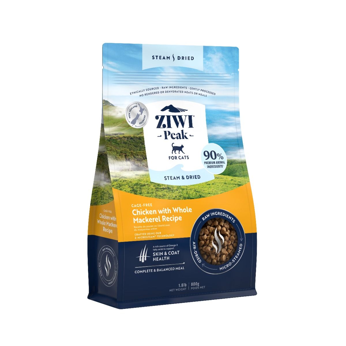 ZIWI Peak - Steam & Dried Cage-Free Chicken with Whole Mackerel Recipe - Dry Cat Food